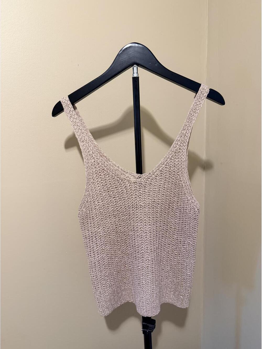 Moon & Madison Open Knit Sweater Tank Top Blush Pink Size S